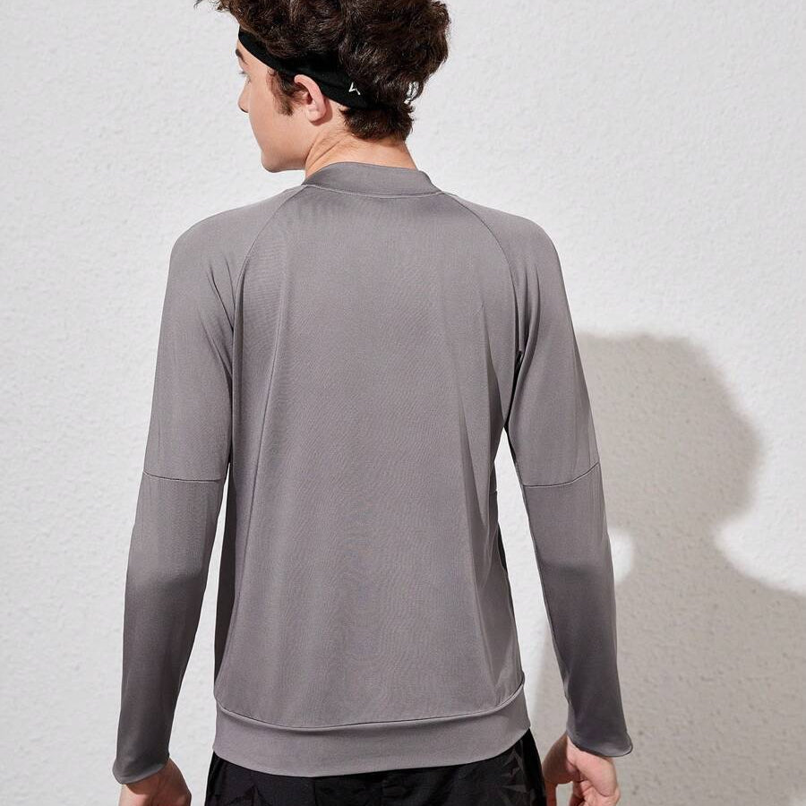 Teen Boys’ Long Sleeve Sports Top – Zippered Front Raglan Training Shirt