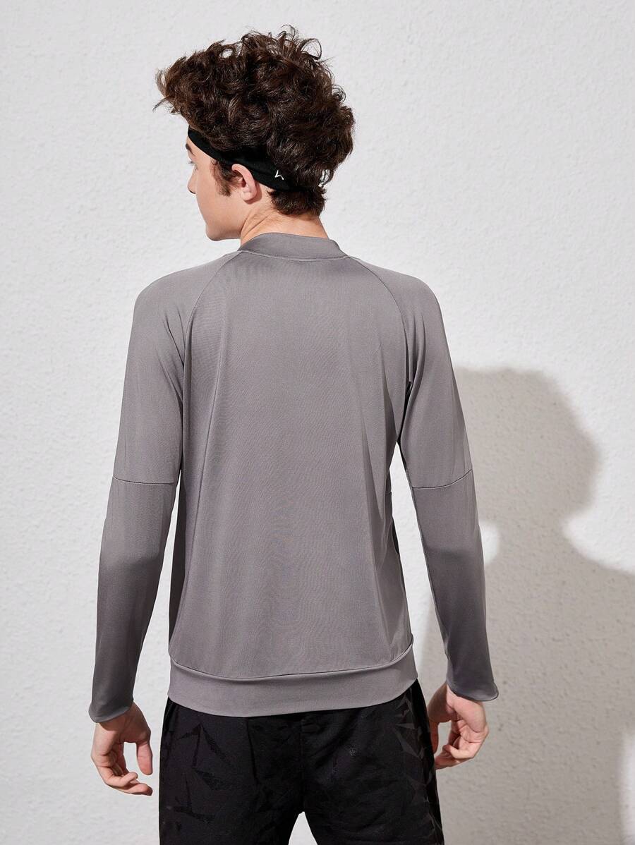 Teen Boys’ Long Sleeve Sports Top – Zippered Front Raglan Training Shirt