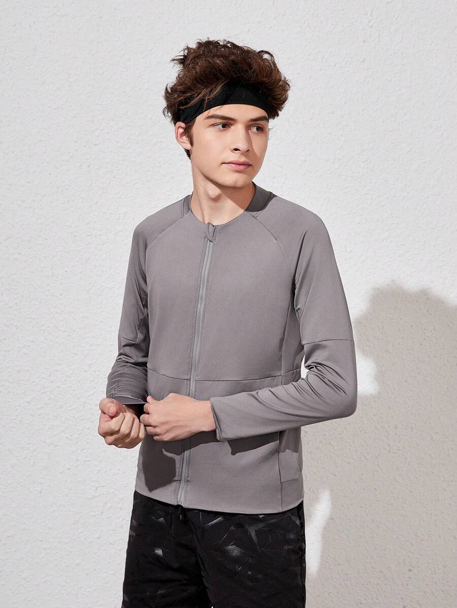 Teen Boys’ Long Sleeve Sports Top – Zippered Front Raglan Training Shirt