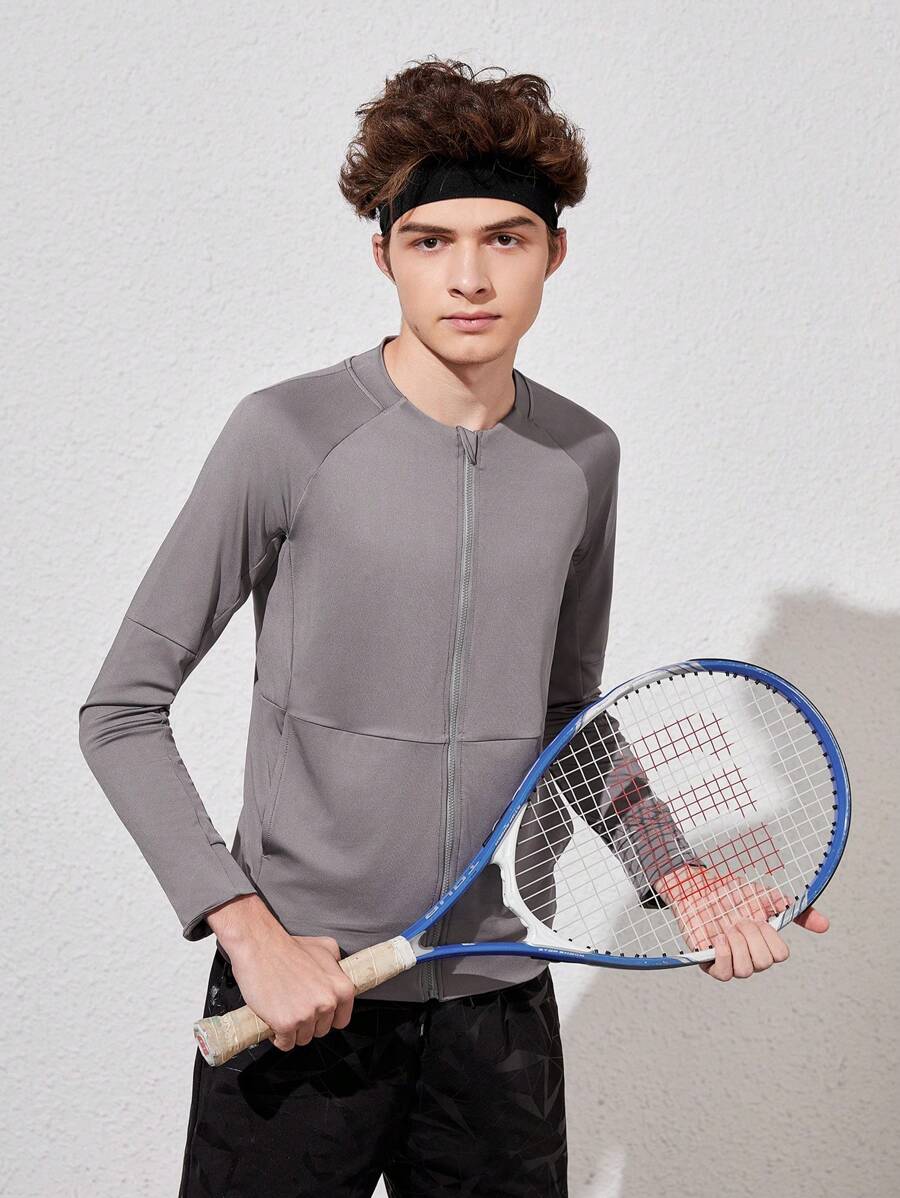Teen Boys’ Long Sleeve Sports Top – Zippered Front Raglan Training Shirt