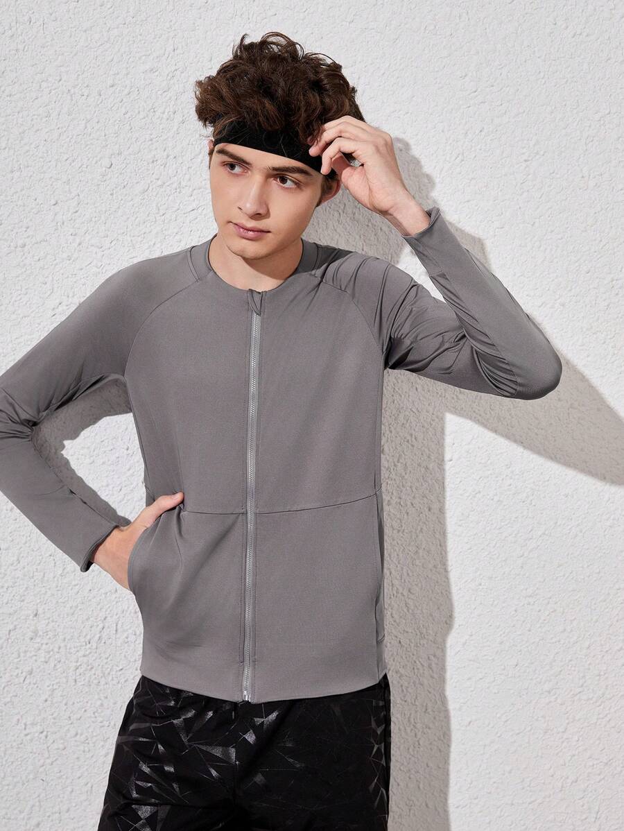 Teen Boys’ Long Sleeve Sports Top – Zippered Front Raglan Training Shirt