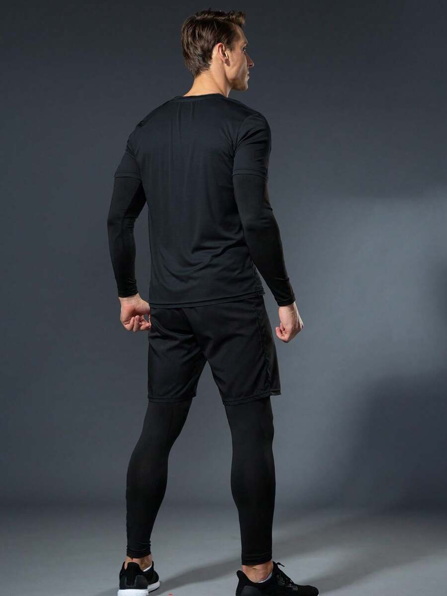 Men’s 4-Piece Compression Padel Gym Set – Quick-Dry Fitness & Training Sportswear Outfit