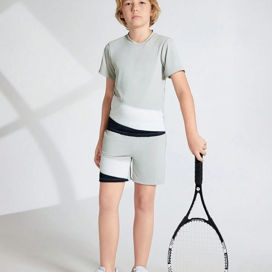 Boys Padel T-Shirt & Shorts Set – Round Neck, Lightweight Sportswear for Training & Matches