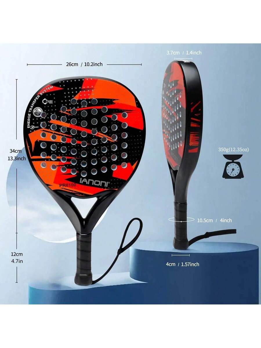 Carbon Fibre Padel Racket – Soft EVA Core – Lightweight Paddle with Carry Bag